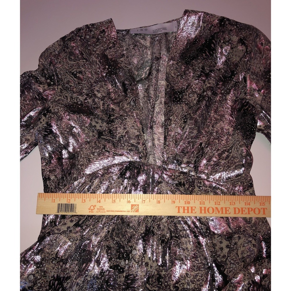 IRO Rouniea Dress Twist-Front Printed Fill Coupé Silk MIDI FR 40 U.S. 8 - Picture 13 of 15